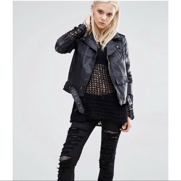 Tripp nyc Jackets & Blazers - TRIPP NYC Faux Leather Moto Jacket Coat medium